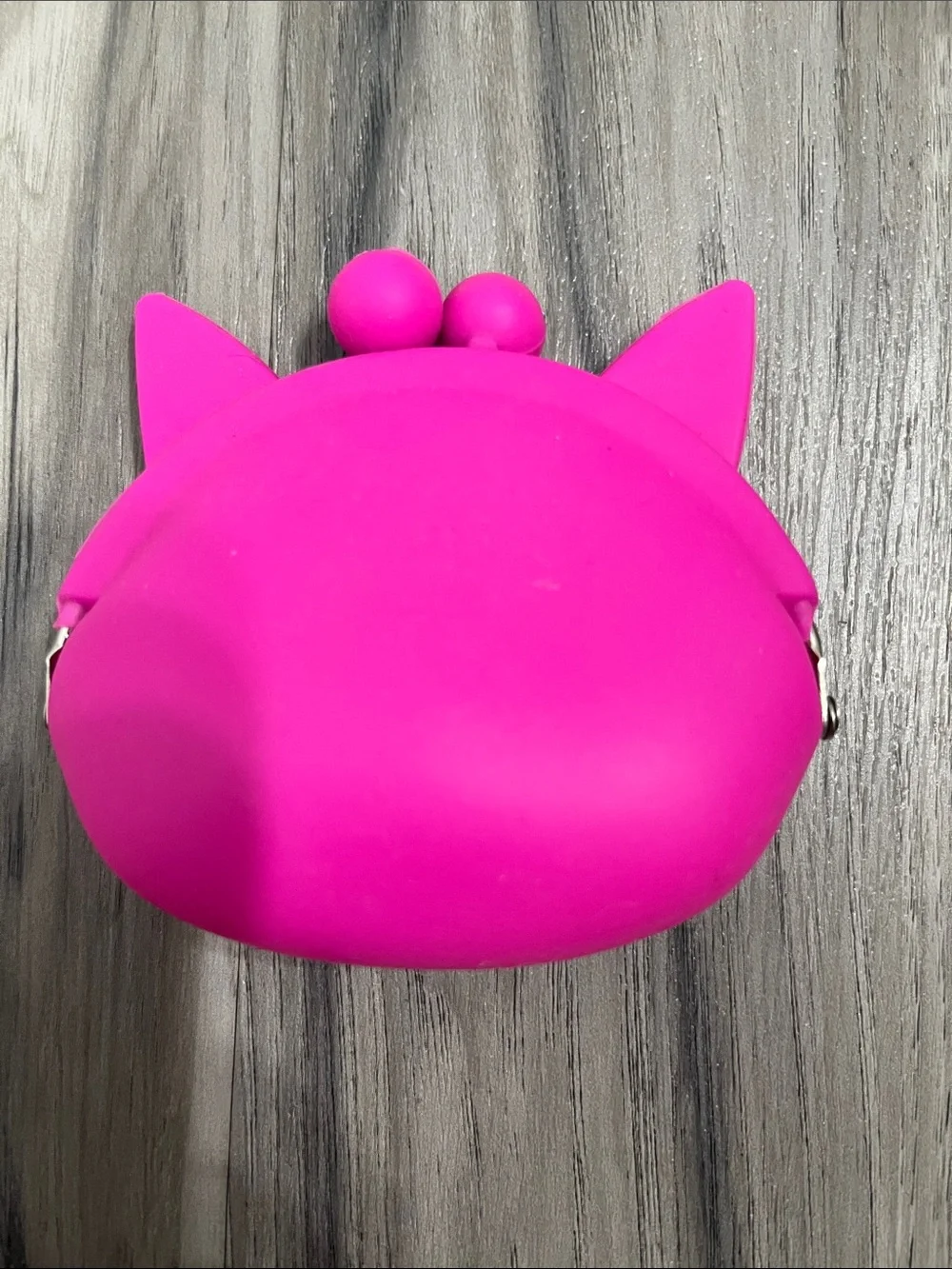 Bright Pink Cat-Ear Silicone Coin Purse